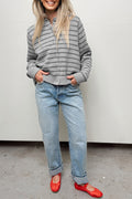 Gray Stripe Button Front Cardigan