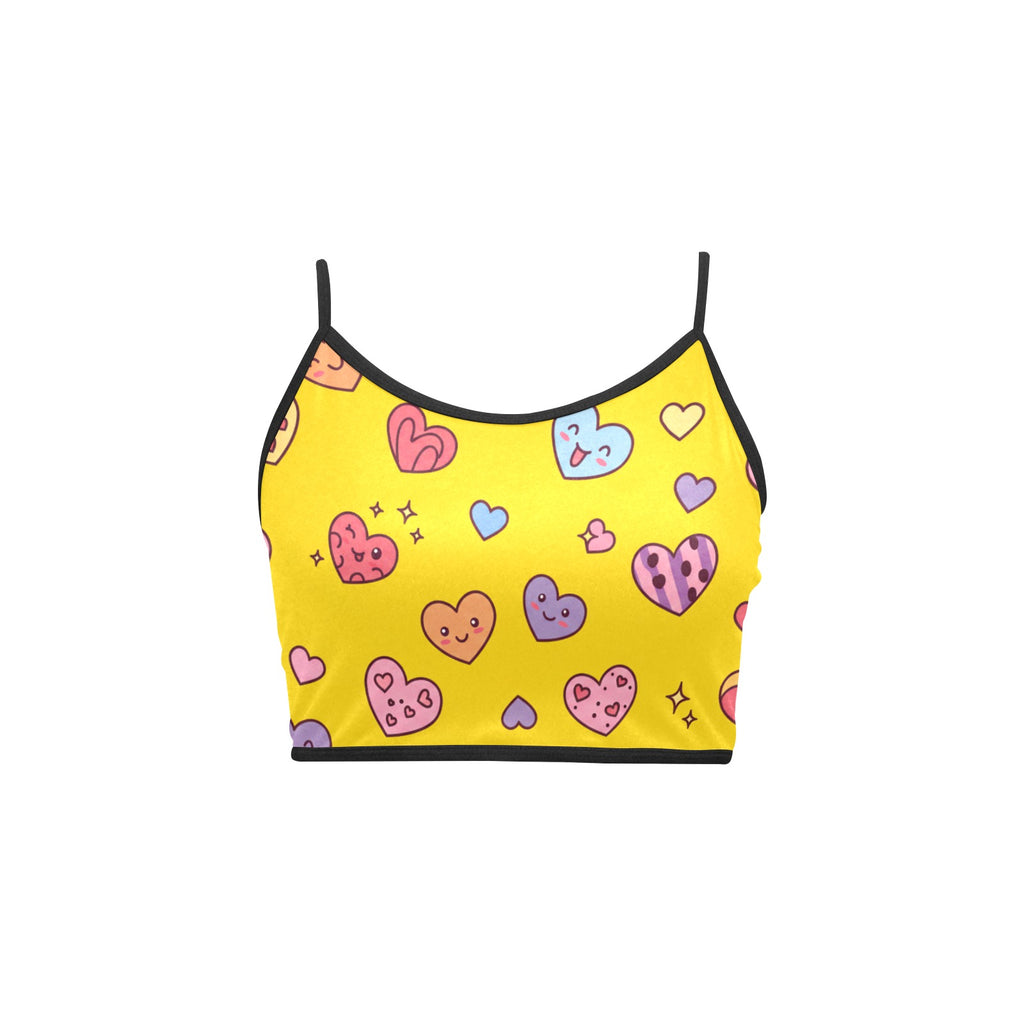 Yellow Hearts Women'S Spaghetti Strap Crop Top
