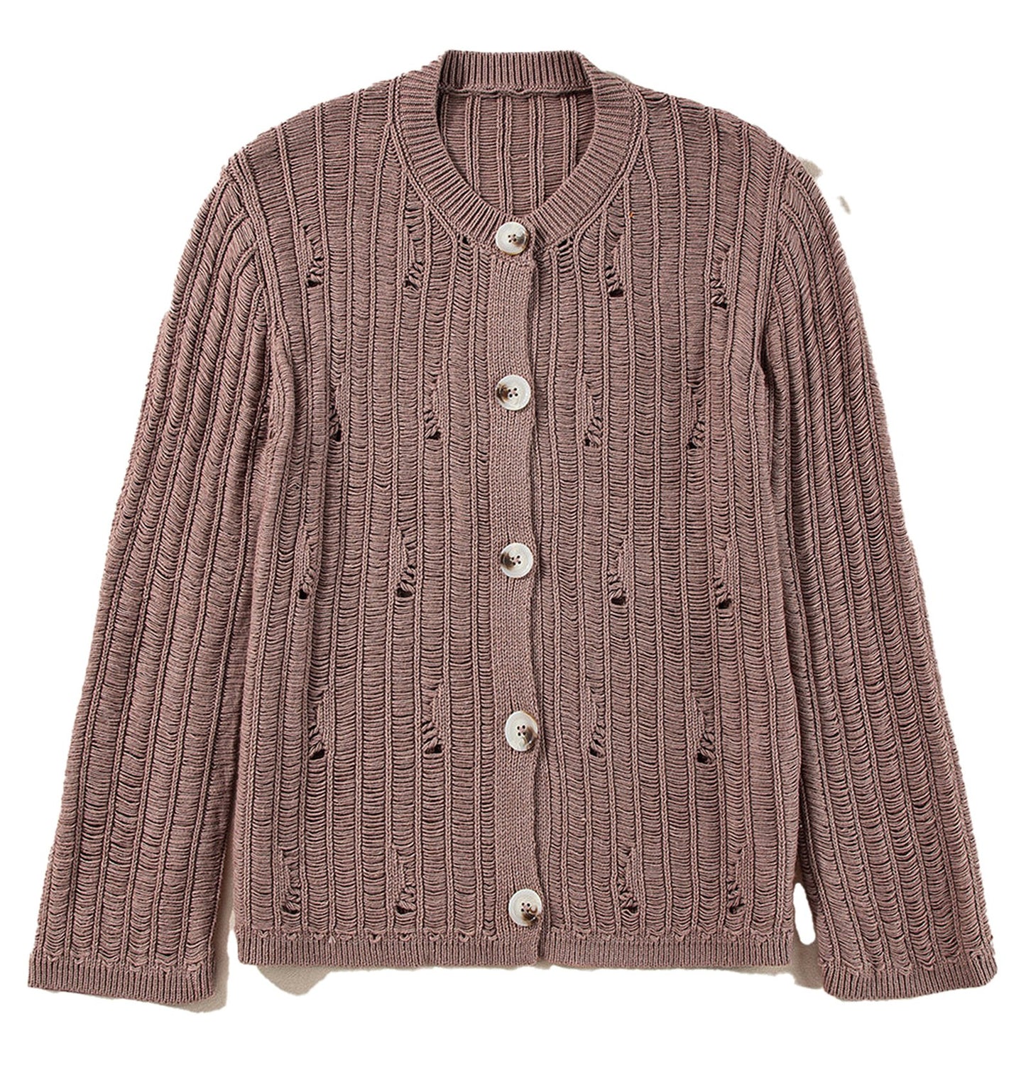 Textured Knit Buttoned Cardigan For Trendy Style