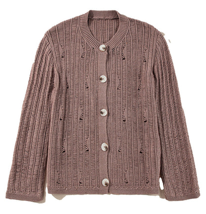 Textured Knit Buttoned Cardigan For Trendy Style