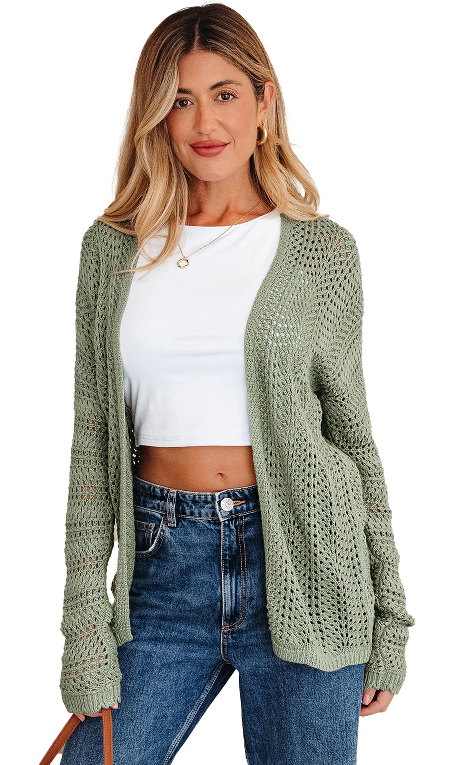 Green Scalloped Edge Cardigan