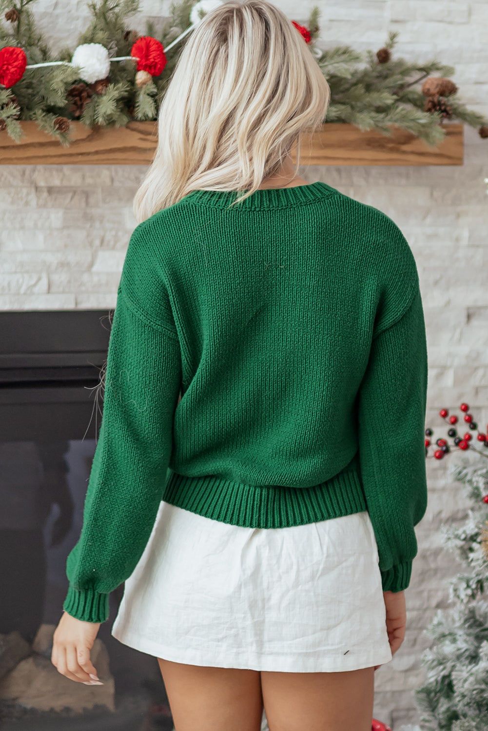 Evergreen Plaid Bow Christmas Sweater