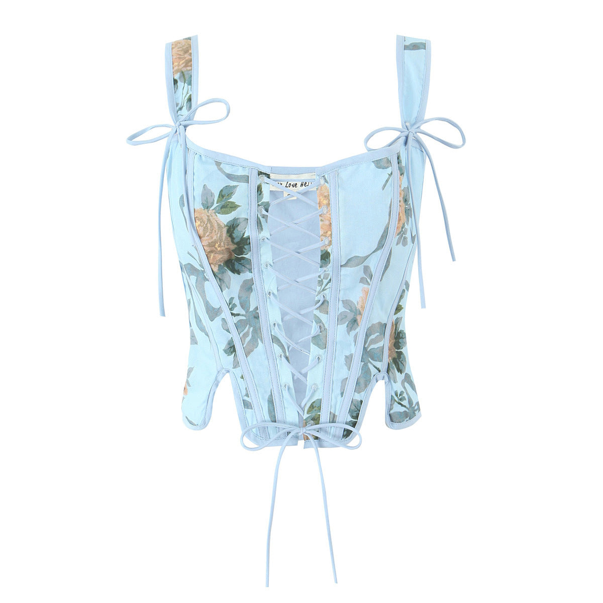Floral Lace-Up Crop Top for Summer Style