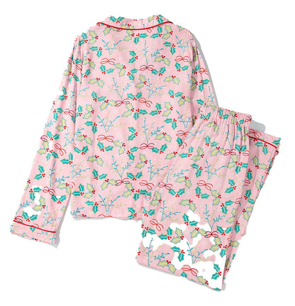 Multicolor Floral Christmas Pajamas Set