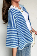 Cable Knit Cardigan Men in Striped Design