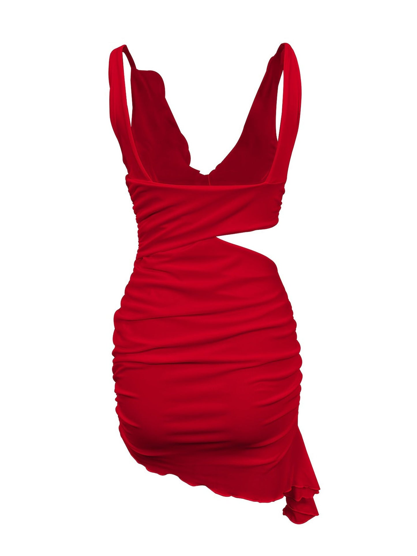 Sexy V-Neck Mini Dress With Ruffle Detail