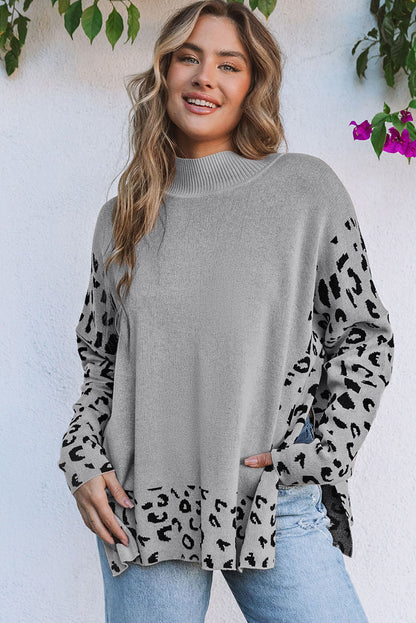 Khaki Leopard Oversized Sweater