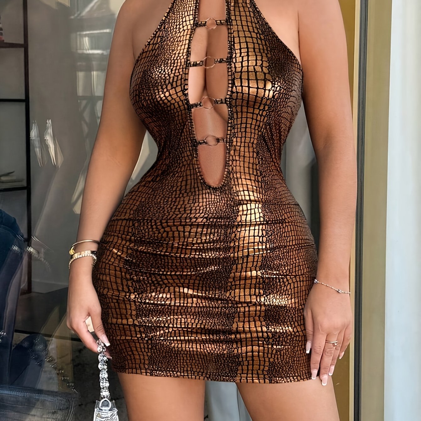 Sexy Bodycon Mini Dress With Cutout Detail
