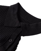 Black Ribbed Knit Cardigan For Chic Style