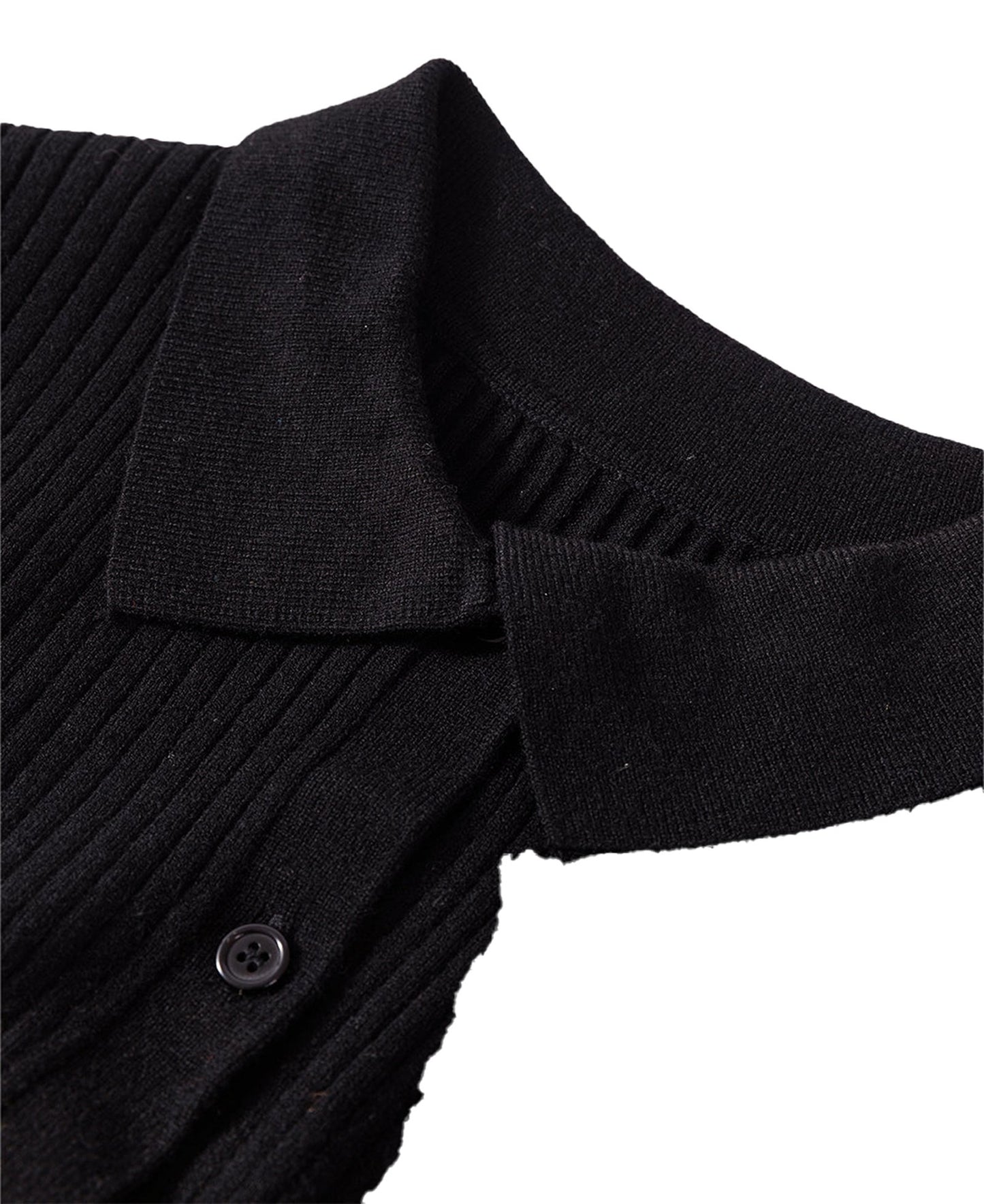 Black Ribbed Knit Cardigan For Chic Style