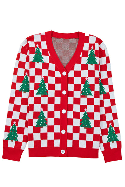 Pink Checkered Christmas Cardigan