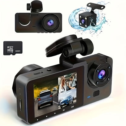 Triple Lens Car Dash Cam With Night Vision