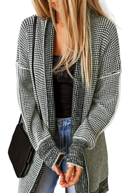 LuckeLadybug gray plaid open front cardigan with cozy fabric and relaxed fit for stylish layering