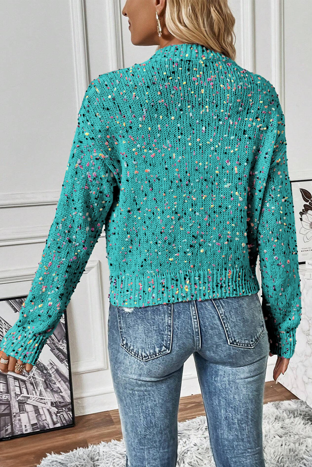 Aruba Blue Rhinestone Sweater Cardigan
