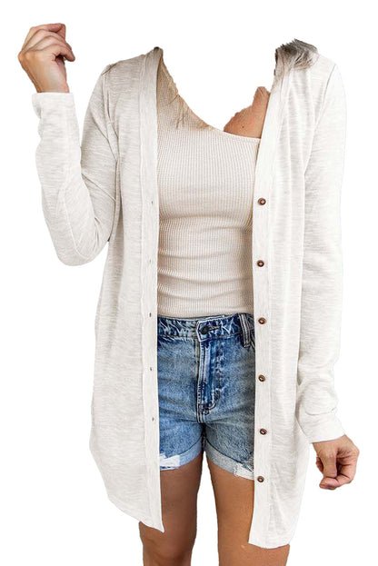 Beige Open-Front Cardigan For Trendy Looks