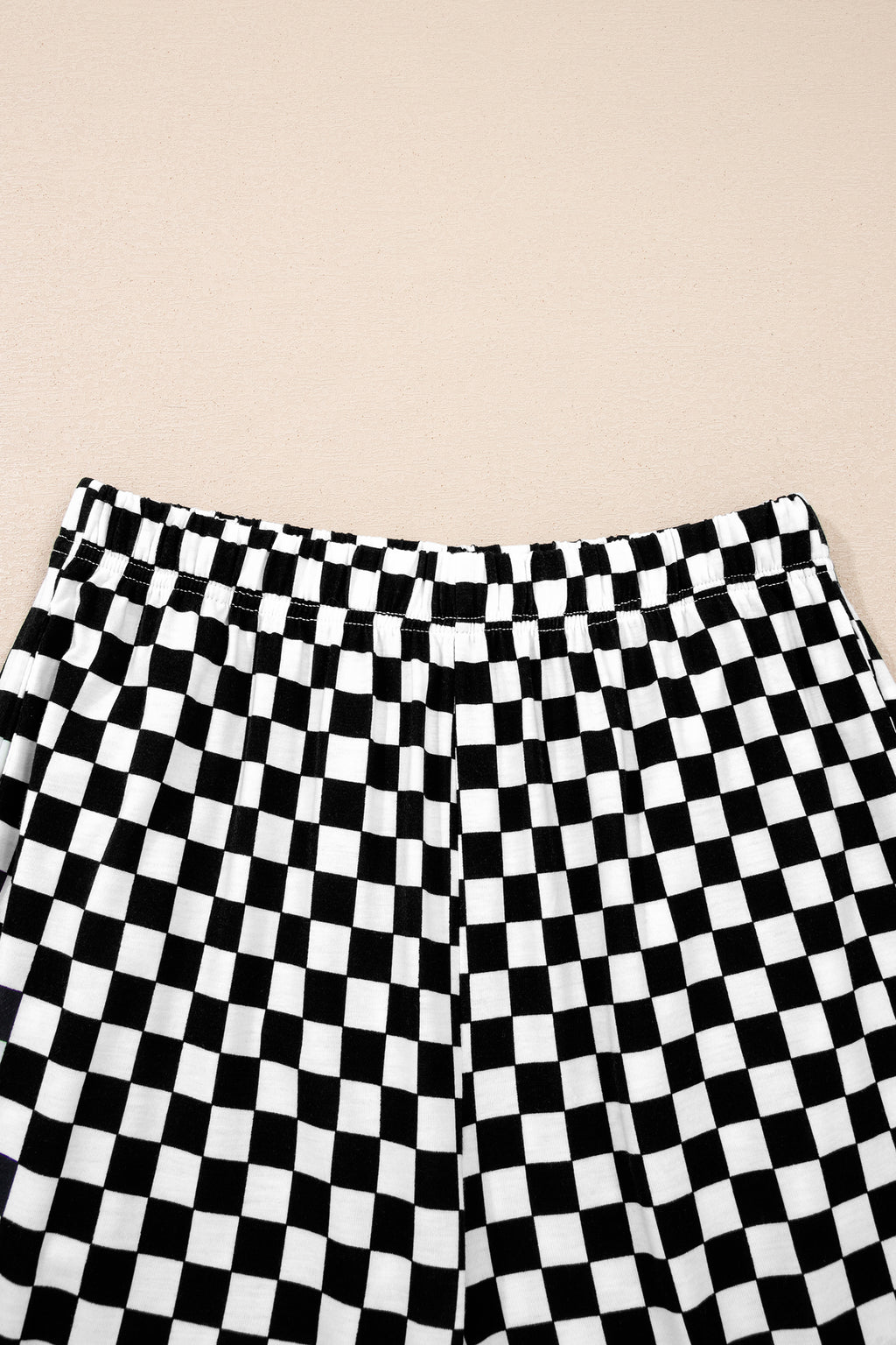 Khaki Checkered Print Half Sleeve Tee 2pcs Lounge Pant Set