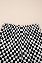 Khaki Checkered Print Half Sleeve Tee 2pcs Lounge Pant Set