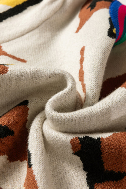Apricot Animal Print Knit Sweater