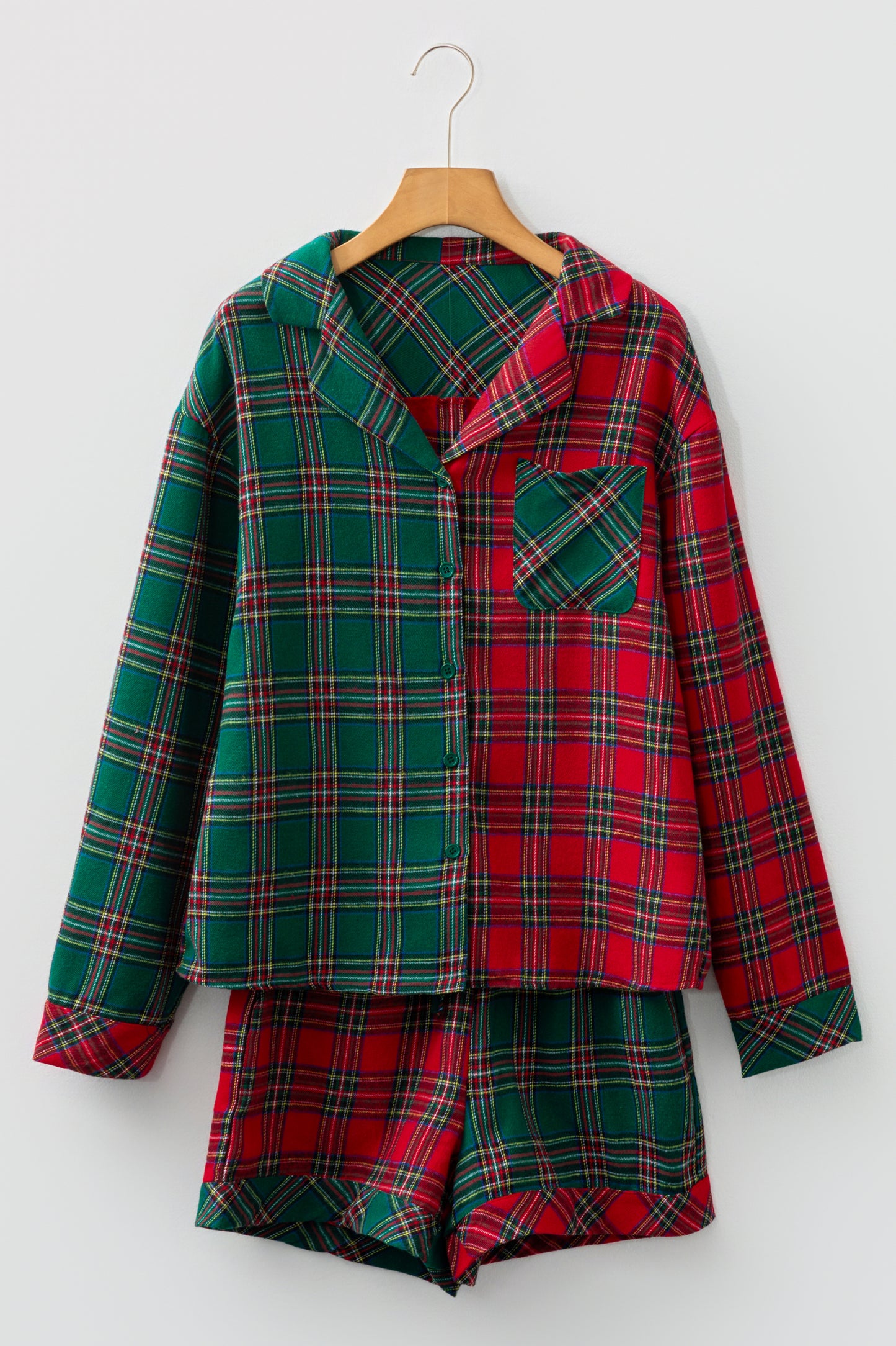 Red Plaid Christmas Pajamas Set For Women