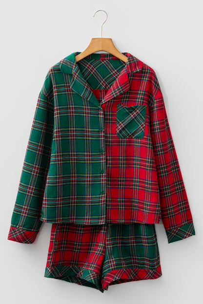 Red Plaid Christmas Pajamas Set For Women