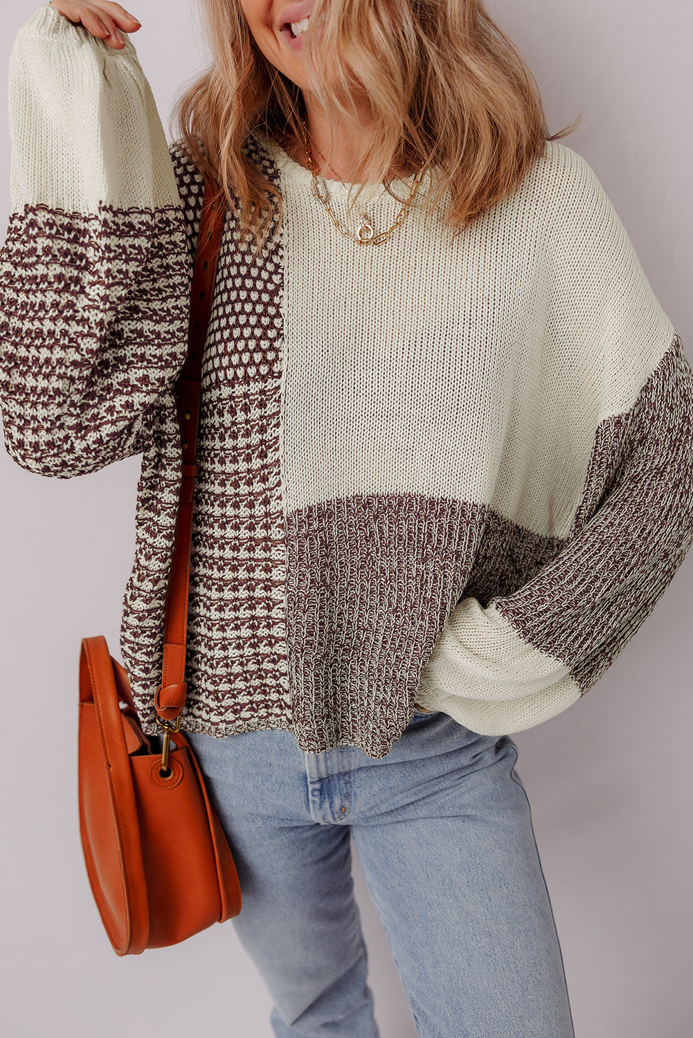 Dark Khaki Color Block Sweater