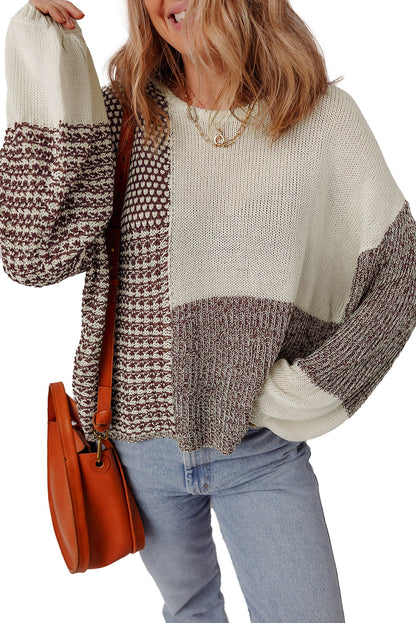 Dark Khaki Color Block Sweater