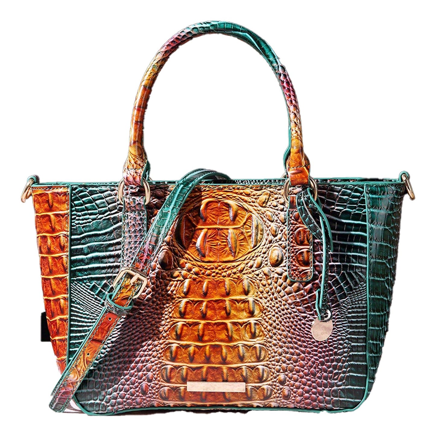 Crocodile Pattern Satchel Handbag Pink