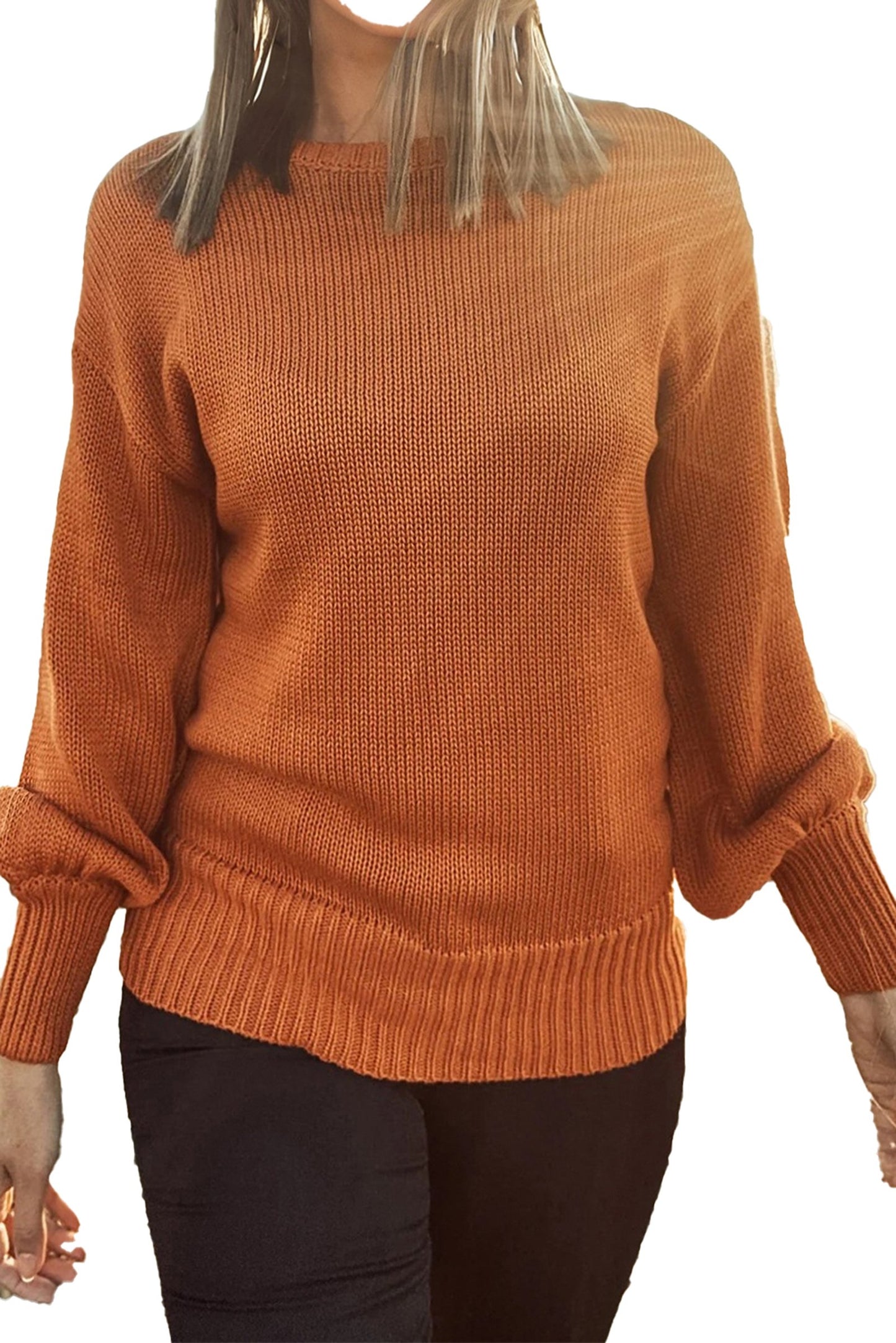 Gold Flame Ribbed Trim Sweater