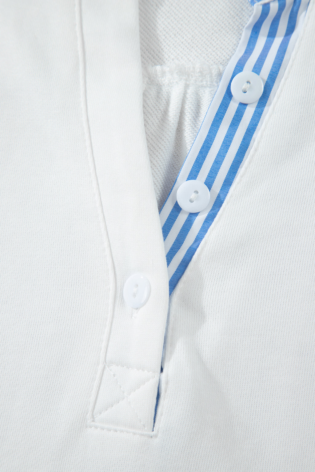 Sky Blue Striped Frilled Collar Short Sleeve Blouse