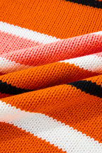 Orange Stripe Cropped Sweater For Trendy Style