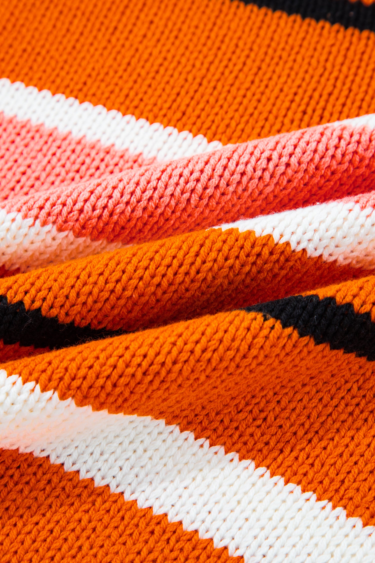 Orange Stripe Cropped Sweater For Trendy Style