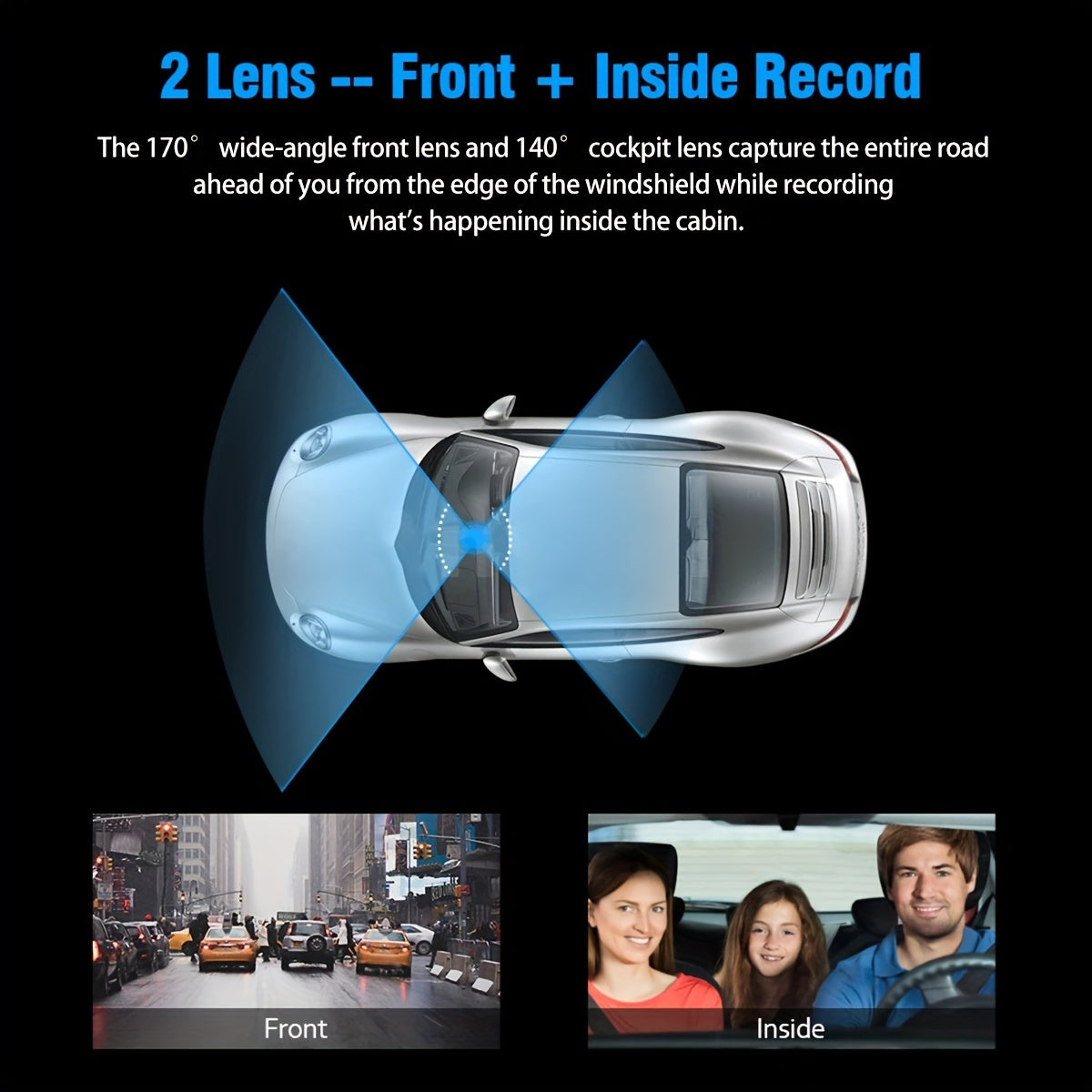 Dual Lens Dash Cam For Car Full Hd 1080p