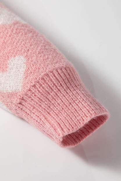 Light Pink Heart Cardigan Sweater