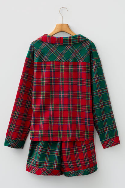 Red Plaid Christmas Pajamas Set For Women