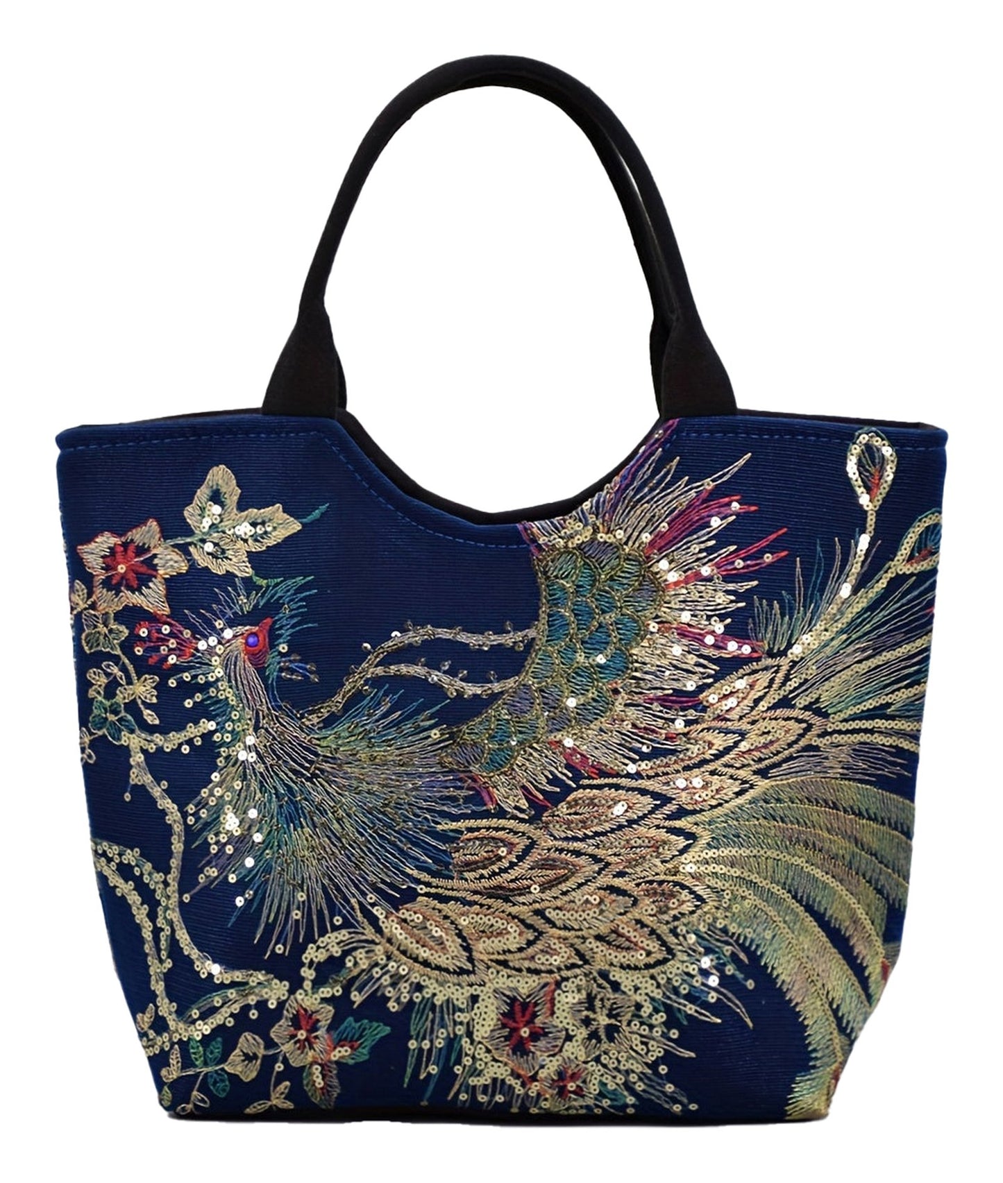 Wo's Embroidered Satchel Bag - Retro Double Handle Handbag with