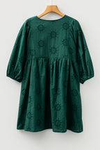 Embroidered Eyelet Mini Dress, Puff Sleeve
