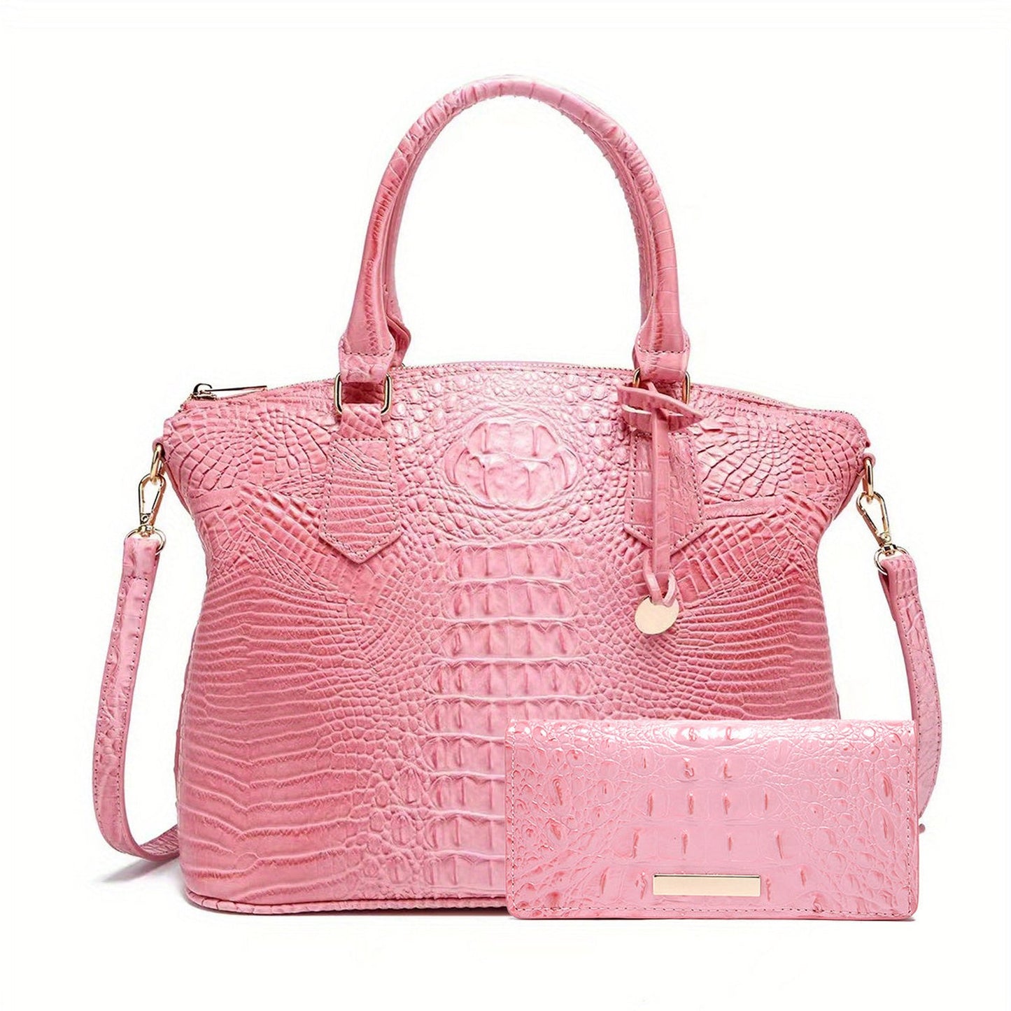 Crocodile Embossed Womens Handbag Chic Satchel