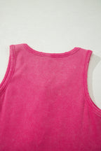 Coffee Vintage Distressed Ribbed Mineral Wash Tank Top
