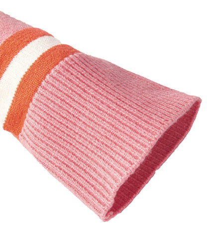 Pink Striped Cardigan Sweater For Women