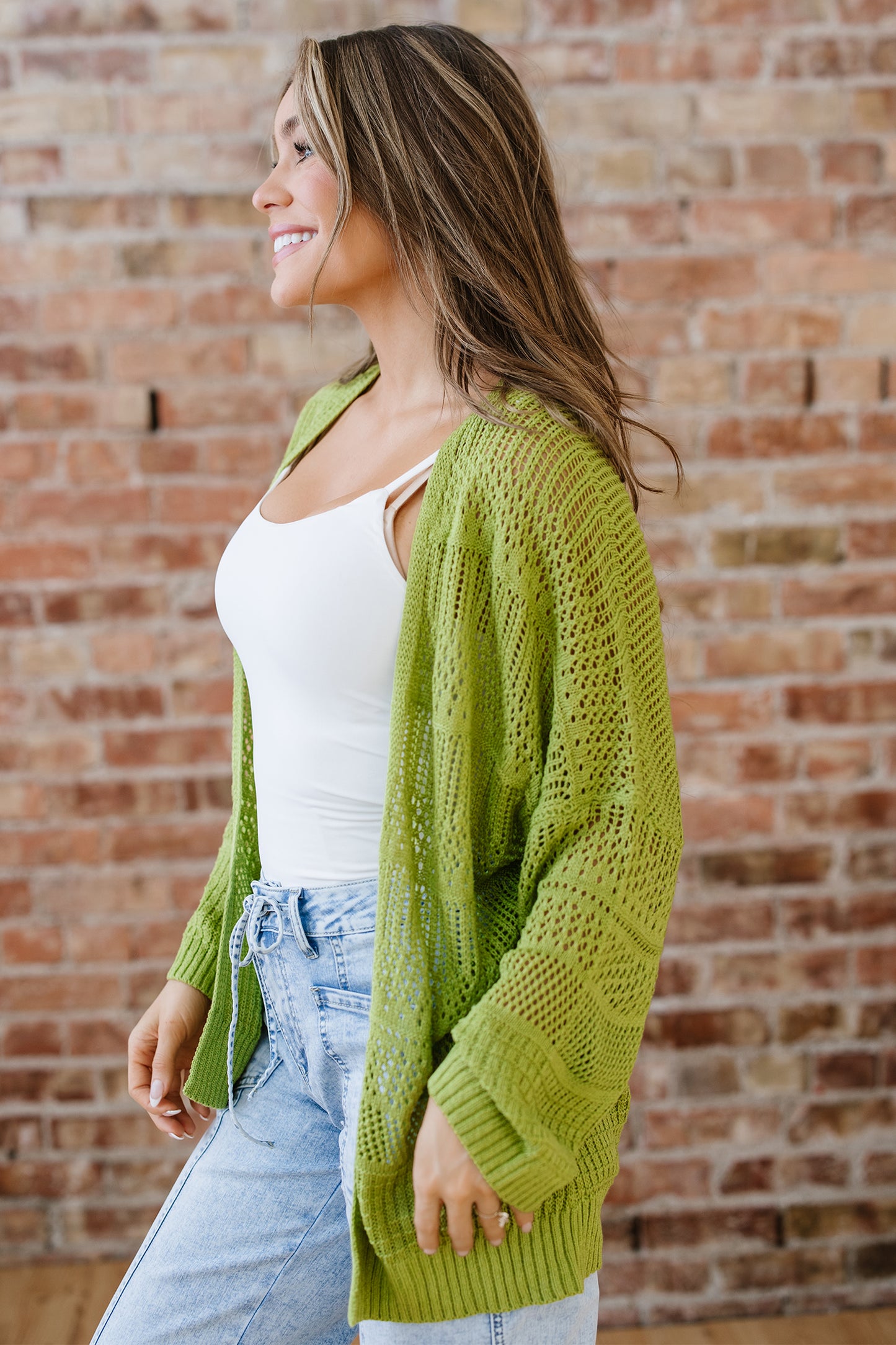 Green Oversized Crochet Cardigan