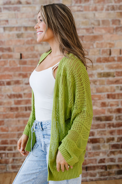 Green Oversized Crochet Cardigan
