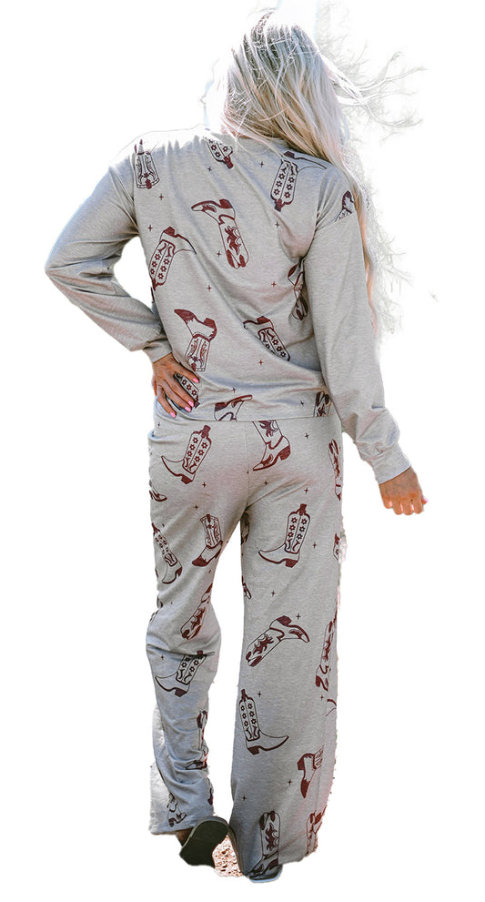 Gray Cowgirl Boots Lounge Set