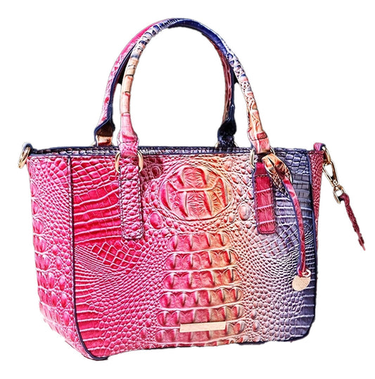 Crocodile Pattern Satchel Handbag Pink