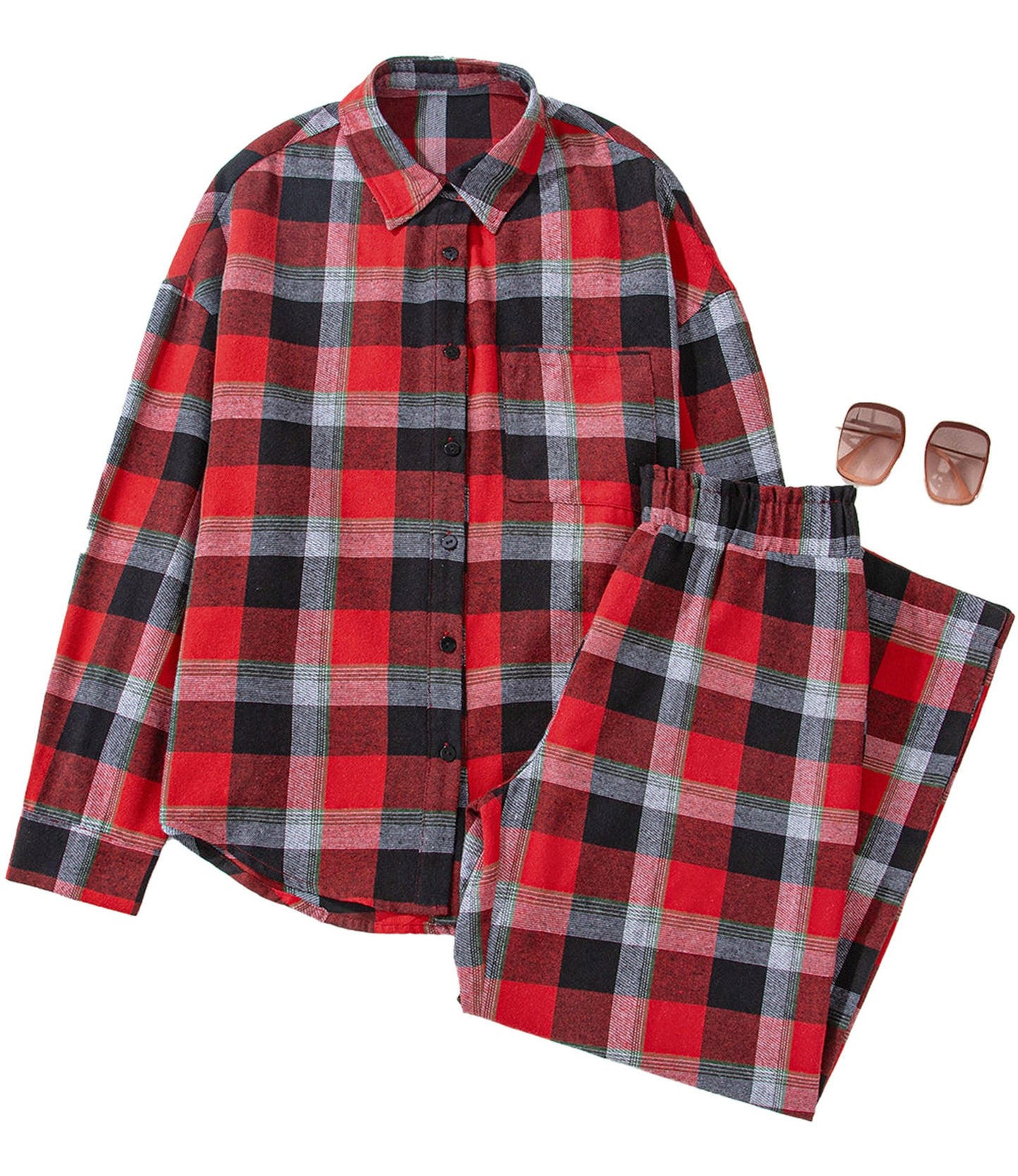 Red Checkered Christmas Lounge Set