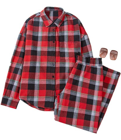 Red Checkered Christmas Lounge Set