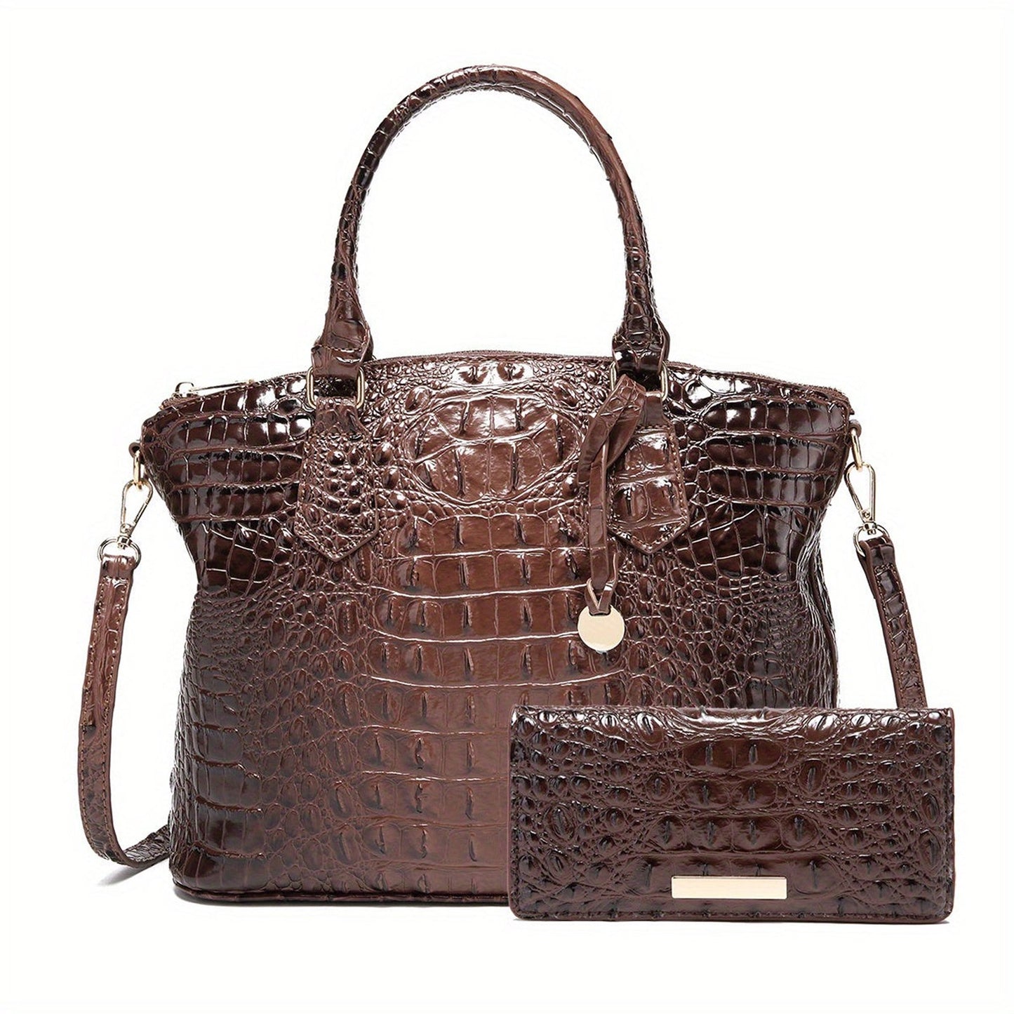 Crocodile Embossed Womens Handbag Chic Satchel