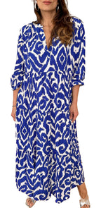 Orange Geometric Maxi Dress, Flowy Boho Tiered