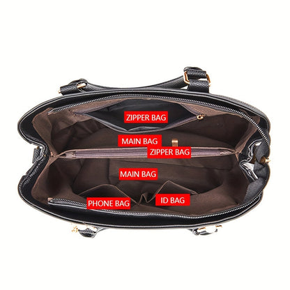 Chic Top Handle Satchel Bag - Stylish PU Handbag, Tote & Shoulder