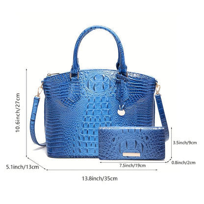 Crocodile Embossed Womens Handbag Chic Satchel