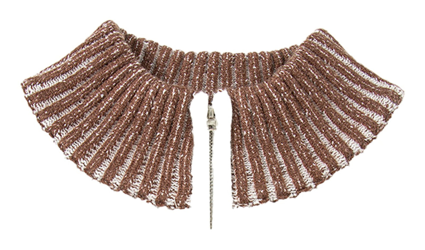 Khaki Stripe Half Zip Drop Shoulder Womens Sweater